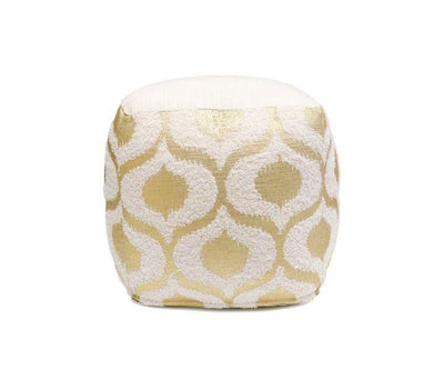 Canvello Grand Canyon Cotton Pouf, Gold Foiled (Gold/Ivory, 17" x 17" x 17") - Canvello