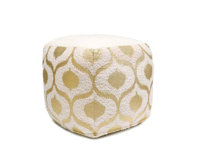 Canvello Grand Canyon Cotton Pouf, Gold Foiled (Gold/Ivory, 17" x 17" x 17") - Canvello