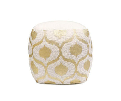 Canvello Grand Canyon Cotton Pouf, Gold Foiled (Gold/Ivory, 17" x 17" x 17")
