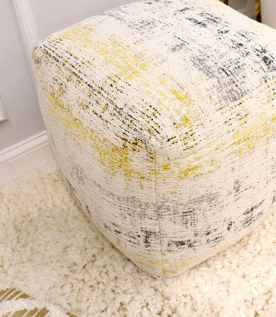 Canvello Grand Canyon Distressed Cotton Pouf (Distressed, 17" x 17" x 17") - Canvello