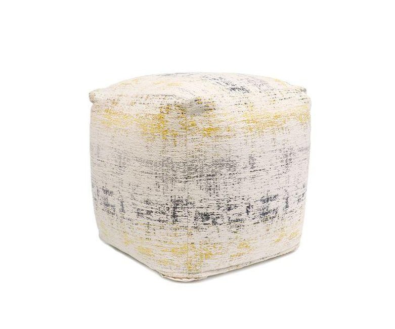 Canvello Grand Canyon Distressed Cotton Pouf (Distressed, 17" x 17" x 17") - Canvello