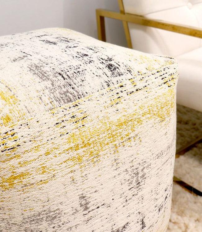 Canvello Grand Canyon Distressed Cotton Pouf (Distressed, 17" x 17" x 17") - Canvello