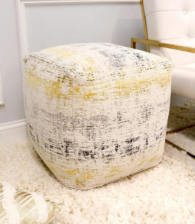 Canvello Grand Canyon Distressed Cotton Pouf (Distressed, 17" x 17" x 17") - Canvello