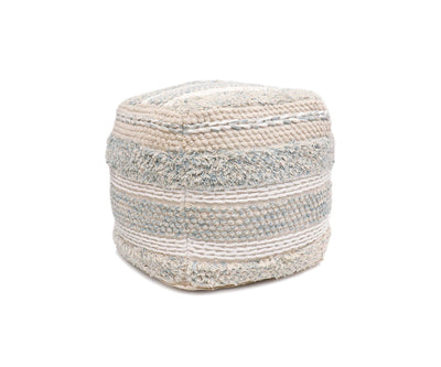 Canvello Grandcanyon 100% Cotton Braided Pouf, Beige - Canvello