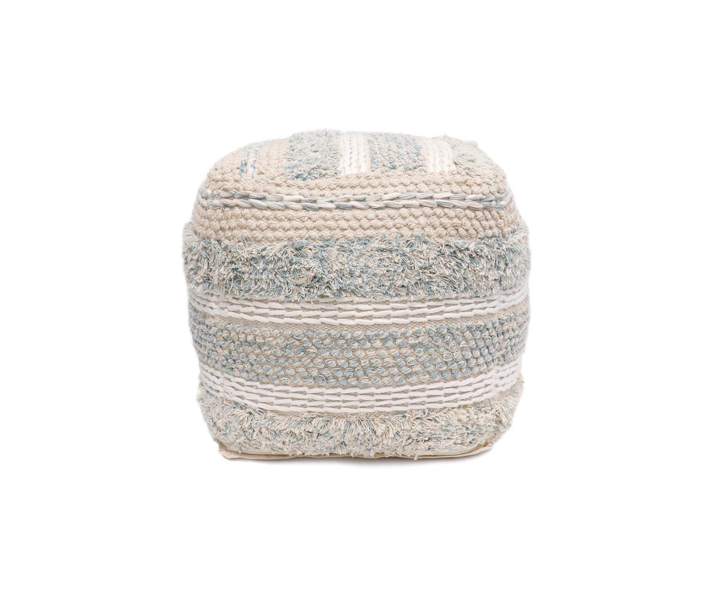 Canvello Grandcanyon 100% Cotton Braided Pouf, Beige - Canvello