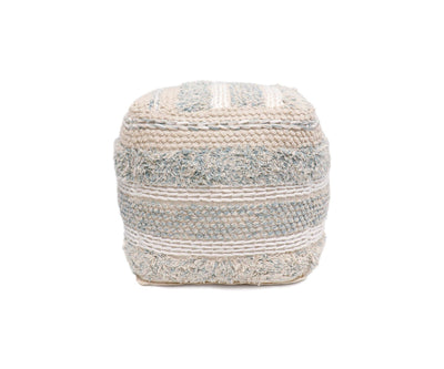 Canvello Grandcanyon 100% Cotton Braided Pouf, Beige - Canvello