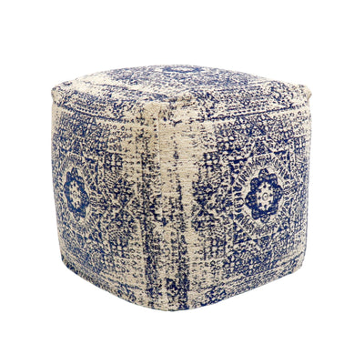 Canvello Grandcanyon 100% Cotton Jacquard Pouf, Navy - Canvello