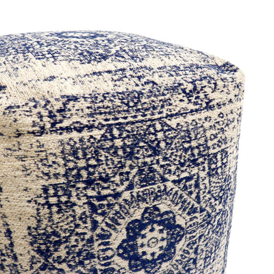 Canvello Grandcanyon 100% Cotton Jacquard Pouf, Navy - Canvello