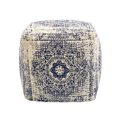 Canvello Grandcanyon 100% Cotton Jacquard Pouf, Navy - Canvello