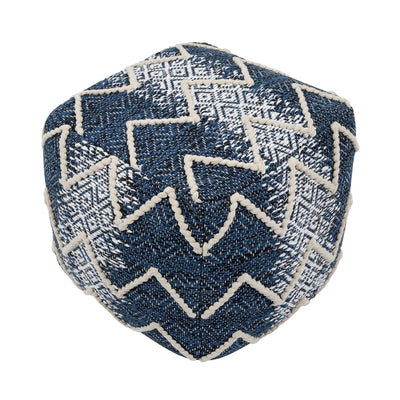 Canvello Grandcanyon 100% Cotton Pouf, Blue - Canvello