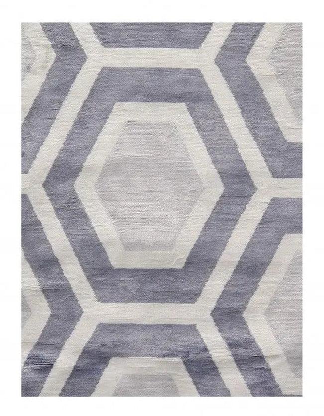 Canvello Gray Color Fine Hand Knotted Modern Rug - 9' X 12' - Canvello