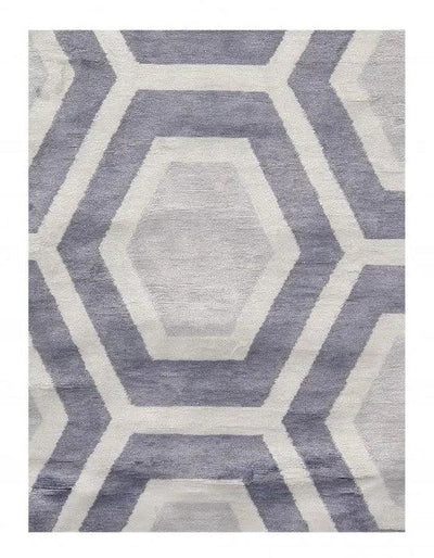 Canvello Gray Color Fine Hand Knotted Modern Rug - 9' X 12' - Canvello