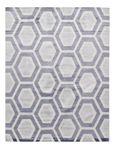 Canvello Gray Color Fine Hand Knotted Modern Rug - 9' X 12' - Canvello