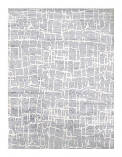 Canvello Gray Color Fine Hand Knotted Modern Rug 9' X 12'2'' - Canvello