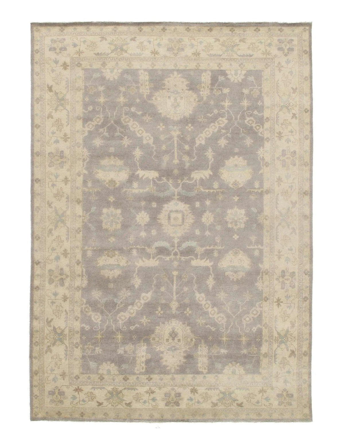 Canvello Gray color Fine Hand Knotted Oushak Design Rug - 9' X 13'