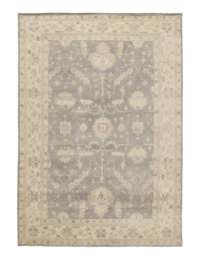 Gray color Fine Hand Knotted Oushak Design Rug - 9' X 13'