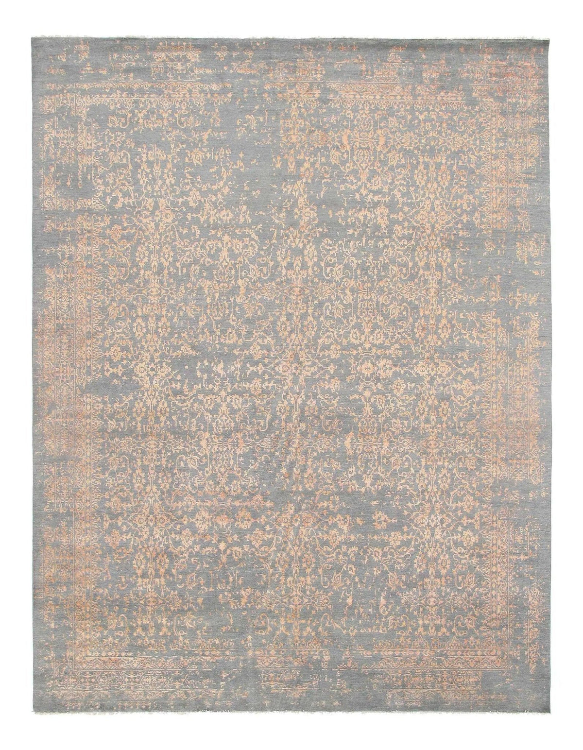 Canvello Gray Erased Modern Rug - 12' x 15'