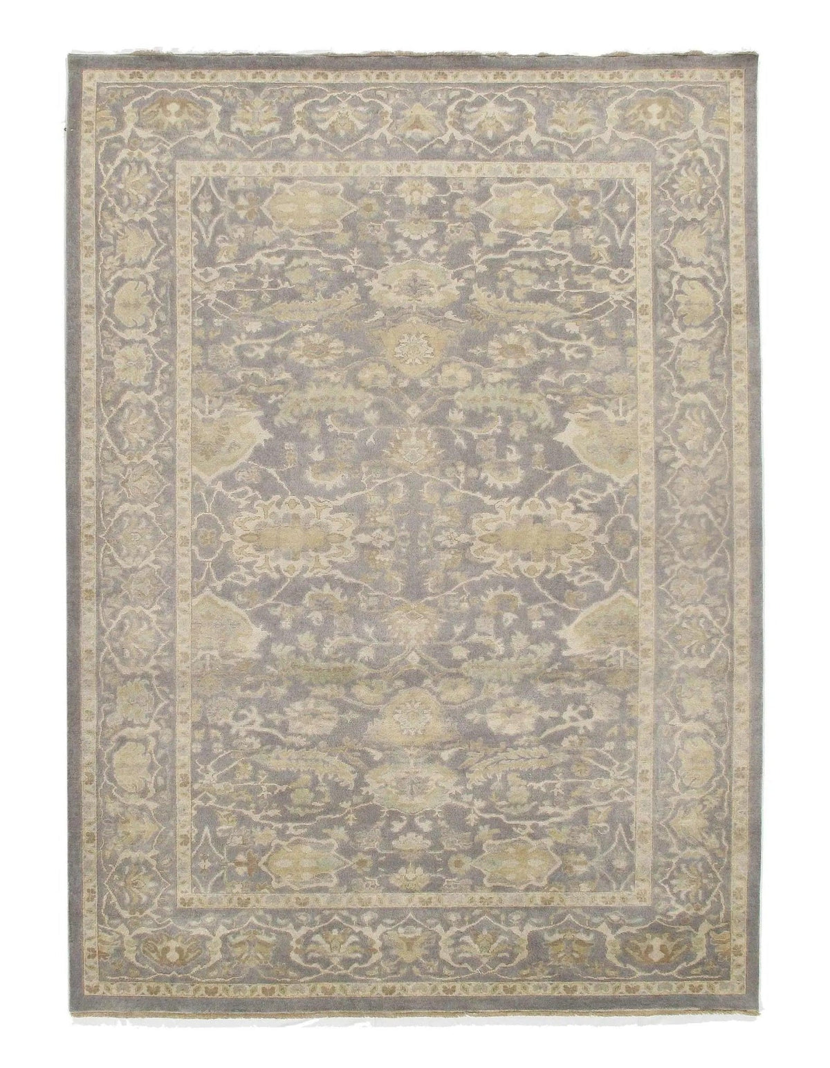 Canvello Gray Fine Hand Knotted Oushak Rug - 10' X 14'