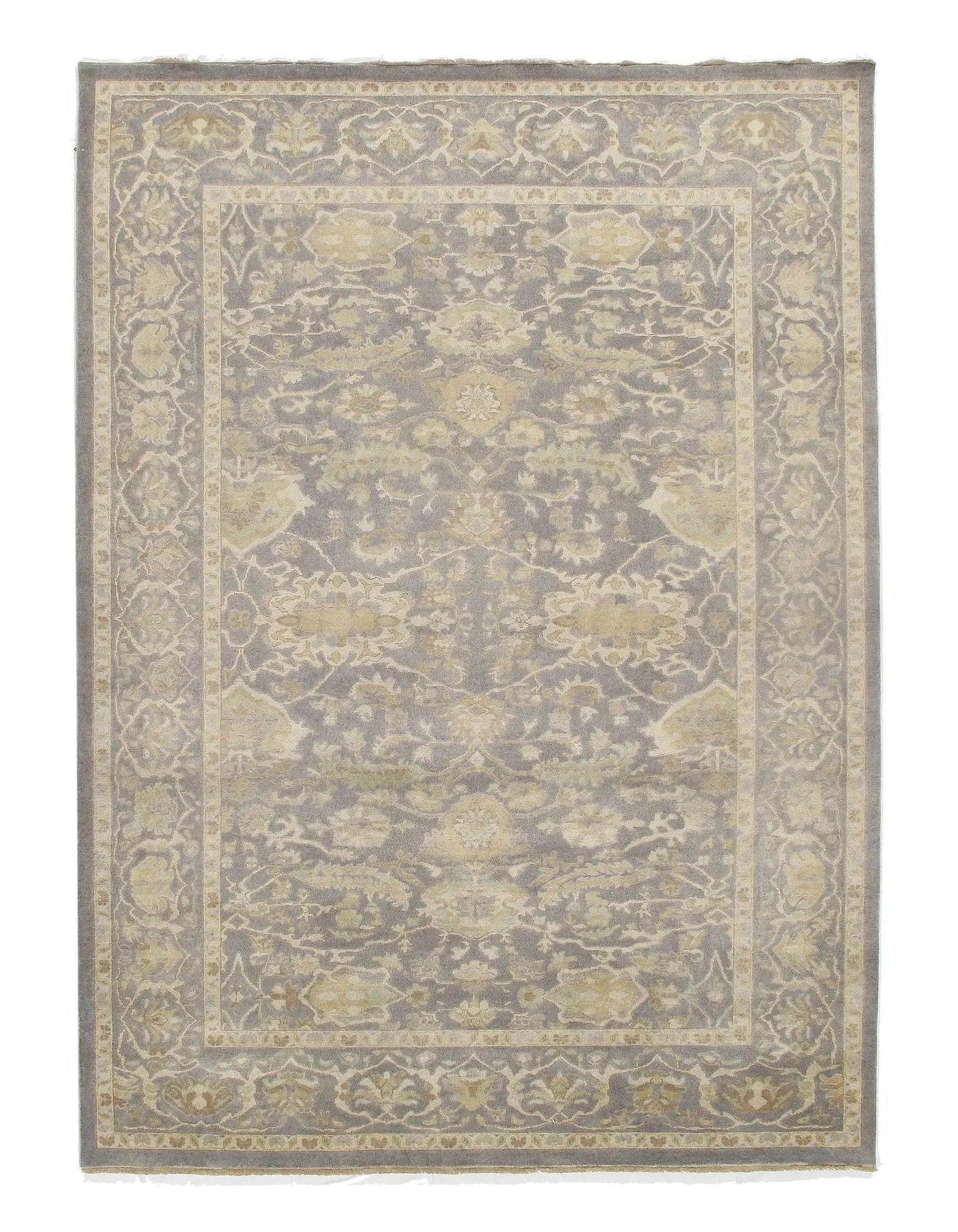 Gray Fine Hand Knotted Oushak Rug - 10' X 14'