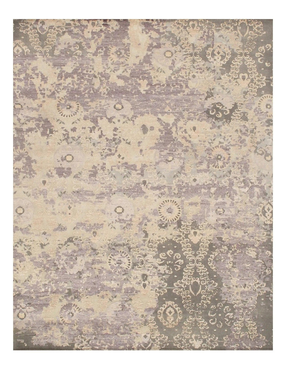 Canvello Gray Modern Rug silk & wool Rug - 8'x10'