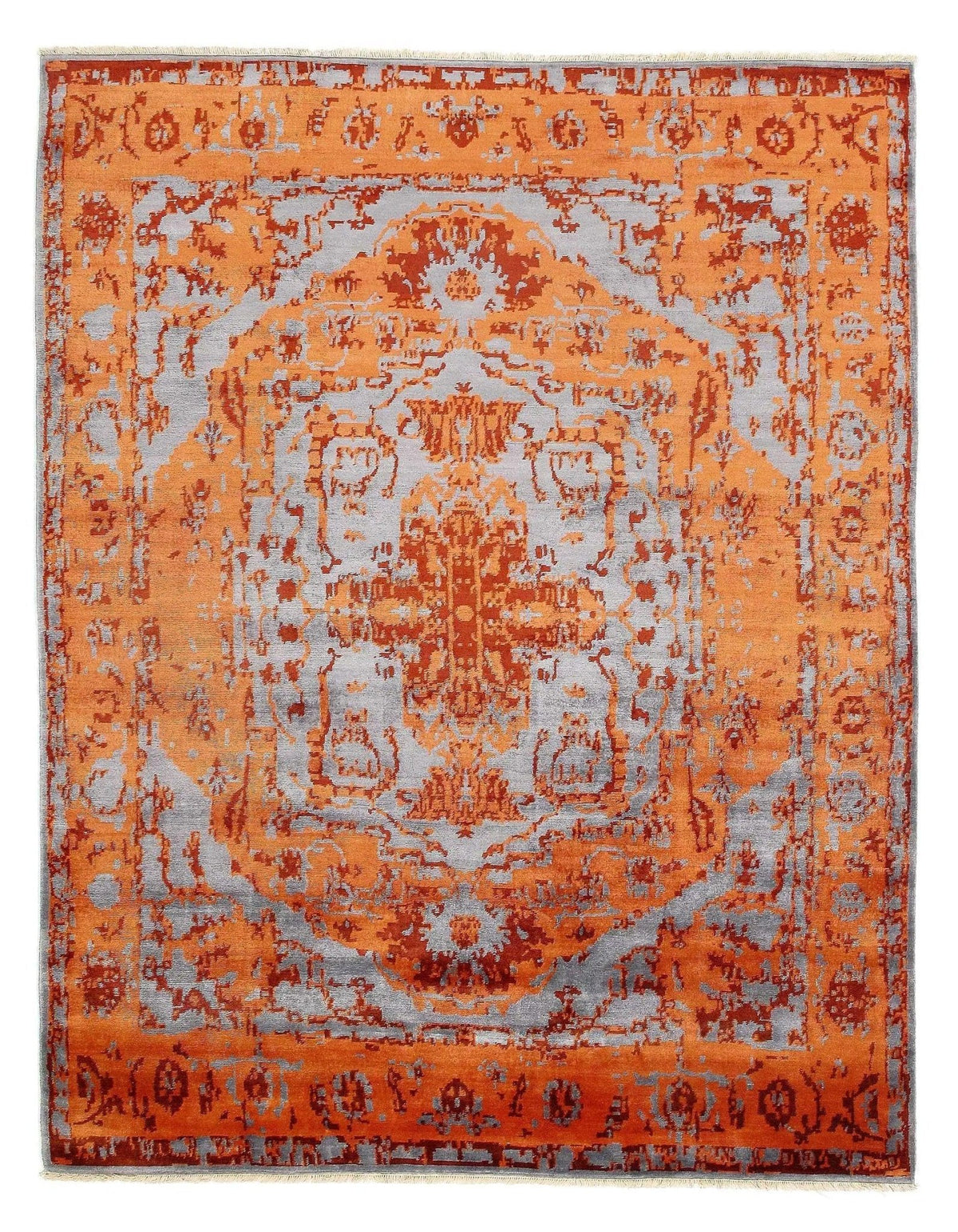 Canvello Gray Modern Tibetian Bamboo Silk Rug - 8' X 10'