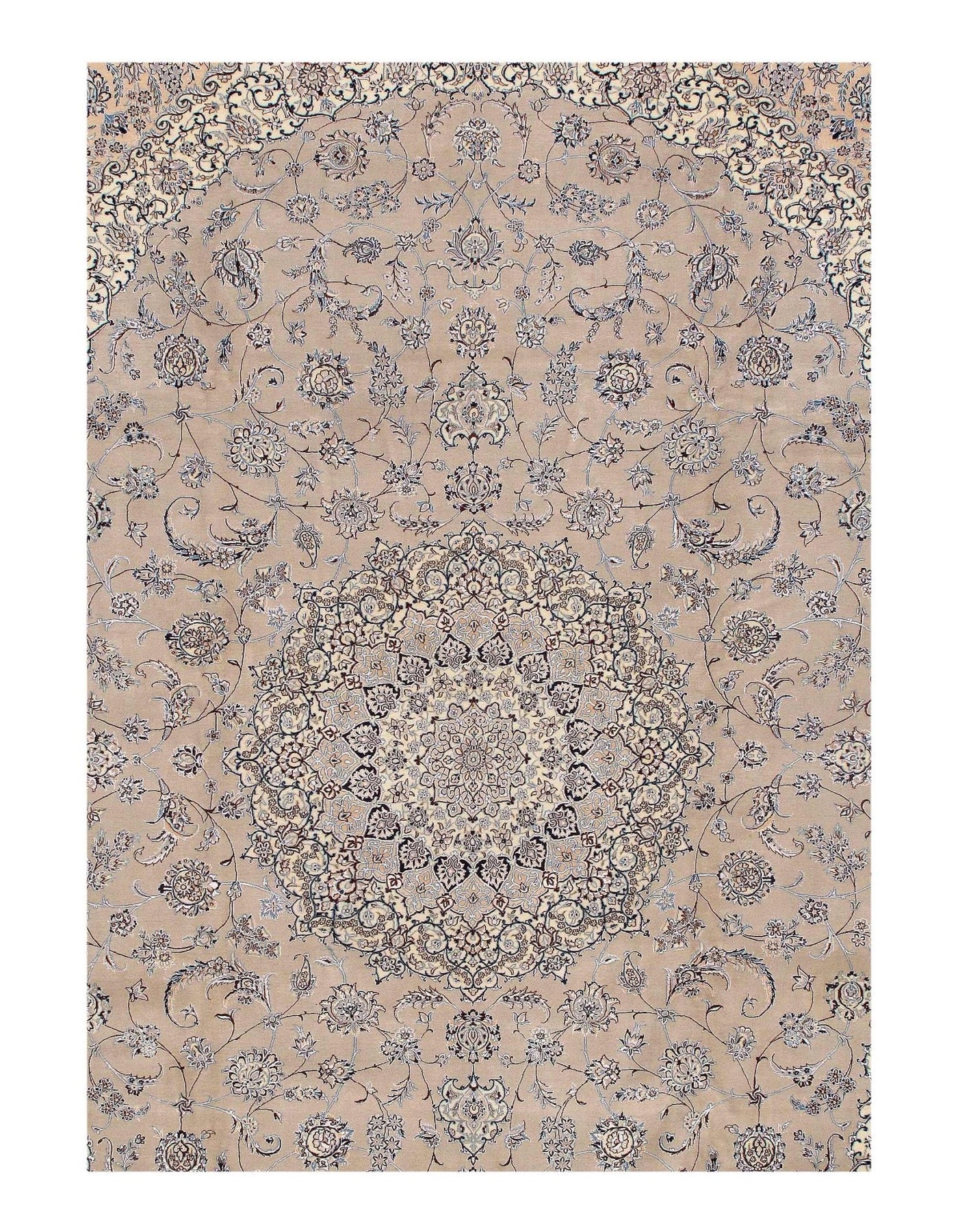 Canvello Gray Silkroad Nain Silk & wool 6 LA Rug - 9'9"x13'2" - Canvello