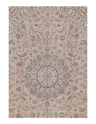 Canvello Gray Silkroad Nain Silk & wool 6 LA Rug - 9'9"x13'2" - Canvello