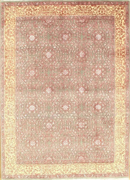 Canvello Gray Tabriz silk & wool Rug - 5'8'' X 7'11''