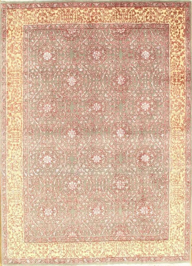 Canvello Gray Tabriz silk & wool Rug - 5'8'' X 7'11'' - Canvello