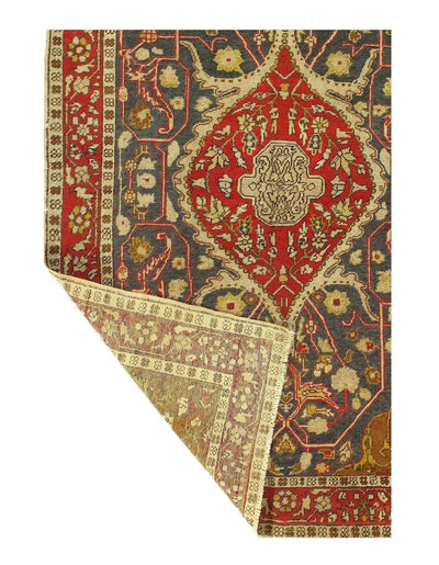 Canvello Gray Turkish Antique Tabriz Rug - 4'5'' X 6'5'' - Canvello