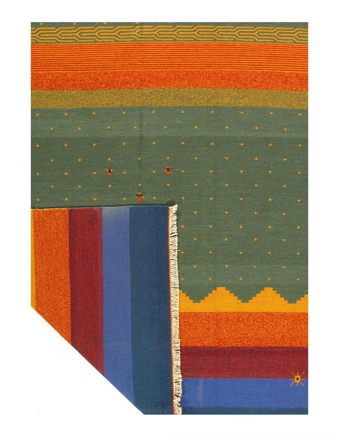 Canvello Green and Blue Sumac Gabbeh Design Rug - 8' X 10' - Canvello