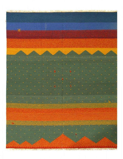 Canvello Green and Blue Sumac Gabbeh Design Rug - 8' X 10' - Canvello