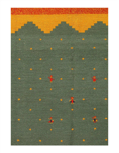 Canvello Green and Blue Sumac Gabbeh Design Rug - 8' X 10' - Canvello