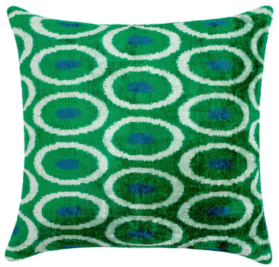 Canvello Green Blue Handmade 16x16 Silk Velvet Pillow, Organic Veg Dyed, Down/Feather Filled - Canvello