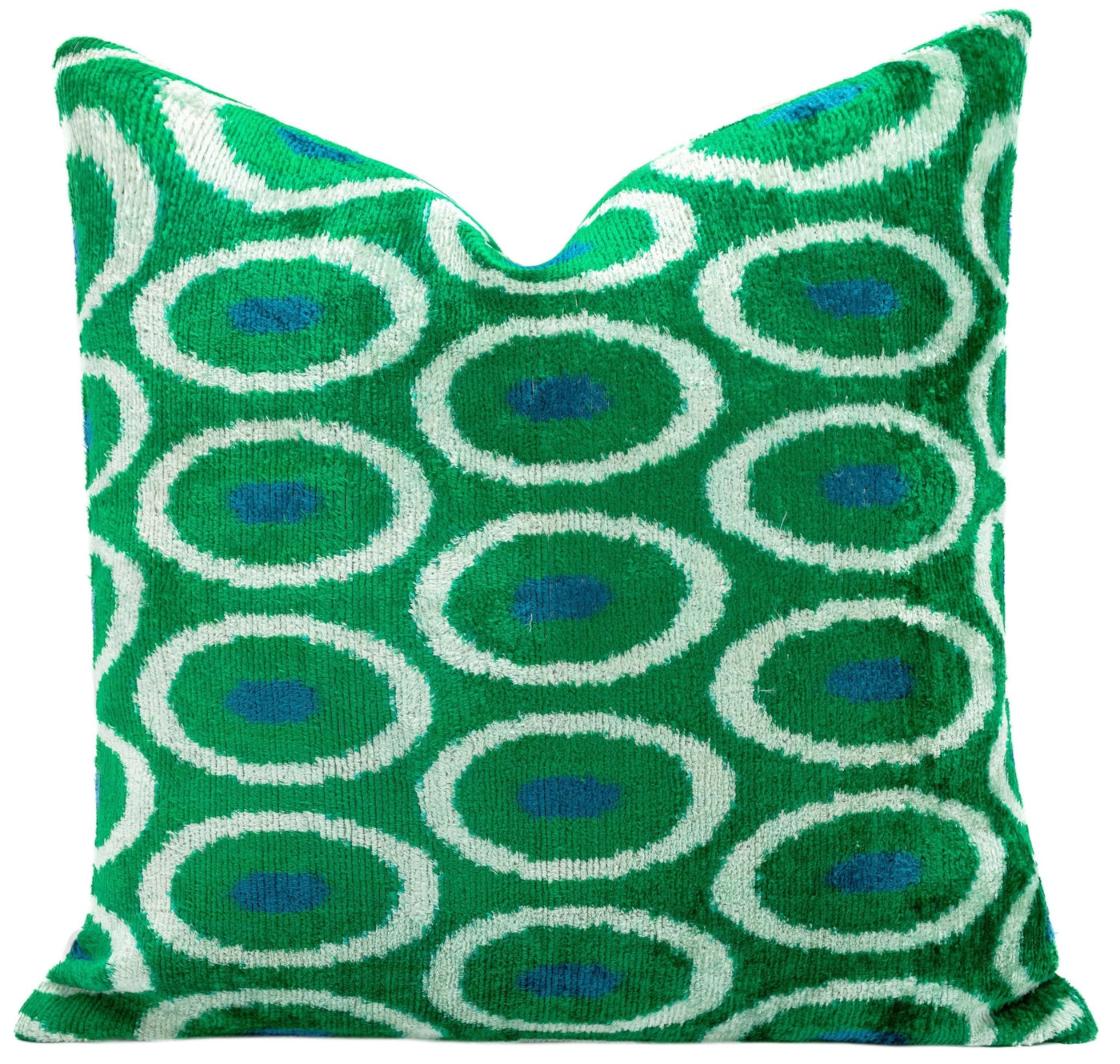 Canvello Green Blue Handmade 16x16 Silk Velvet Pillow, Organic Veg Dyed, Down/Feather Filled - Canvello