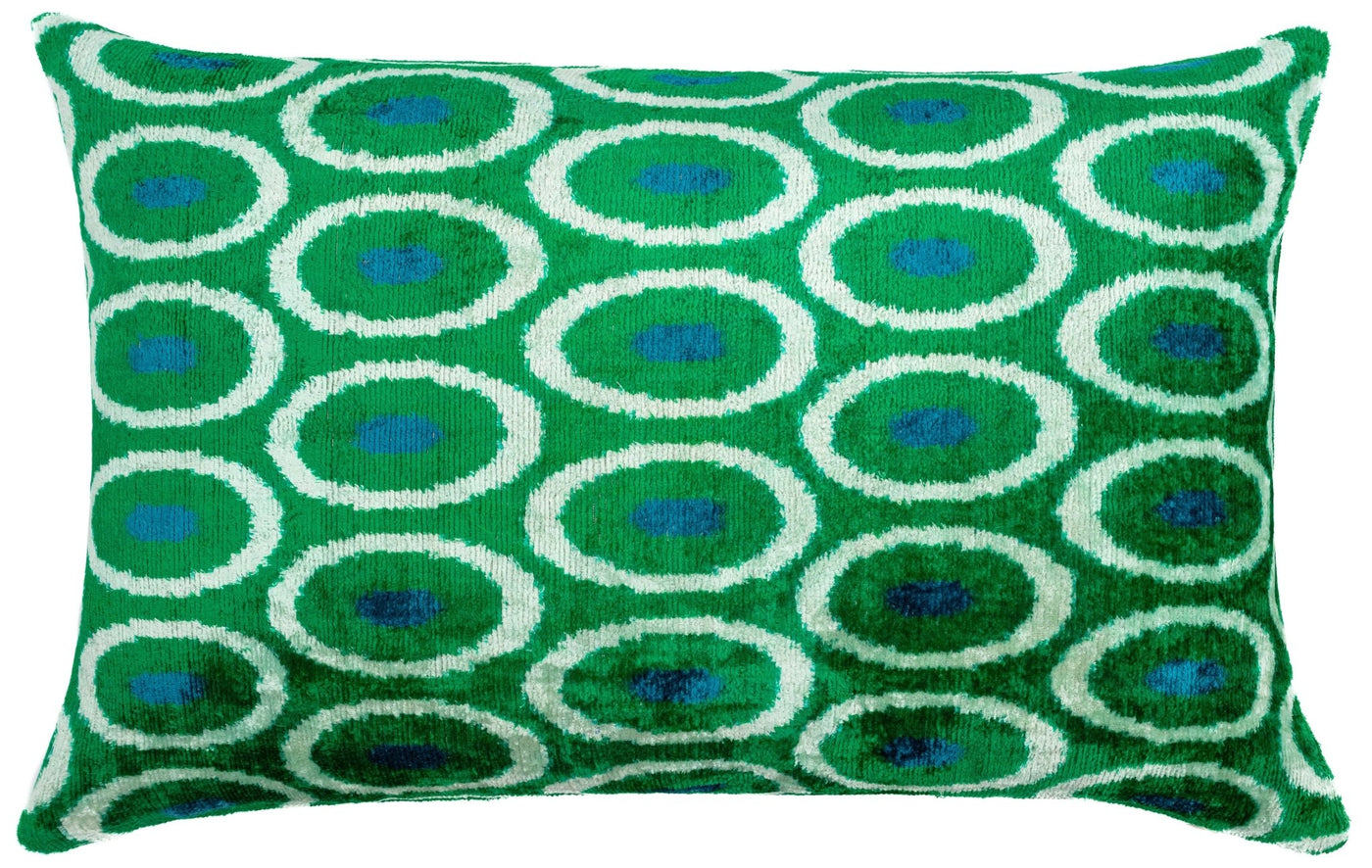 Canvello Green Blue Handmade 16x24 Silk Velvet Pillow, Organic Veg Dyed, Down/Feather Filled - Canvello