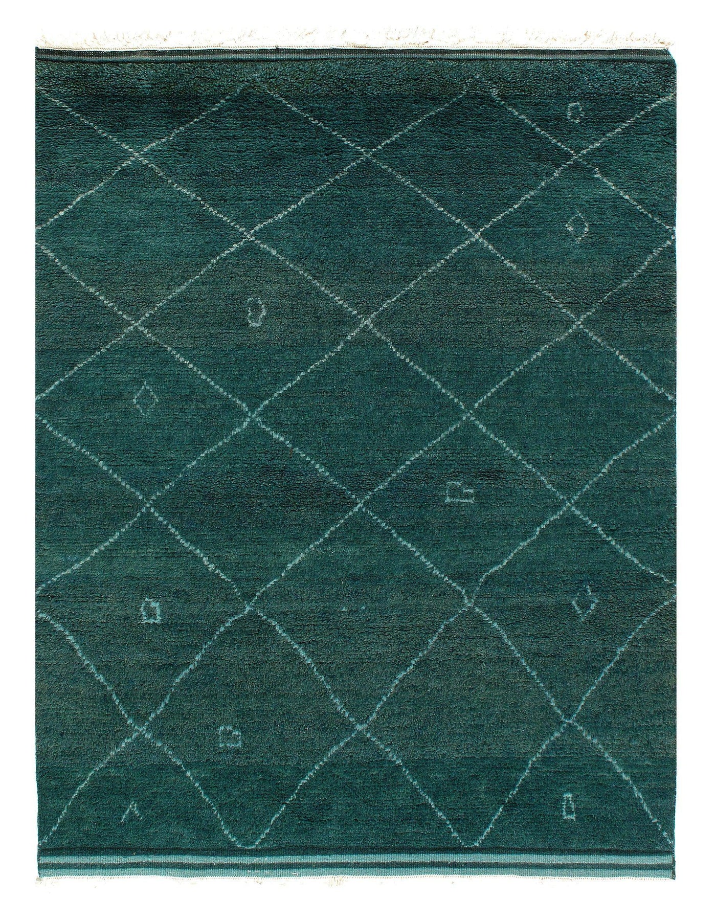 Green Color Hand knotted Moroccan - 4'8'' X 5'11''