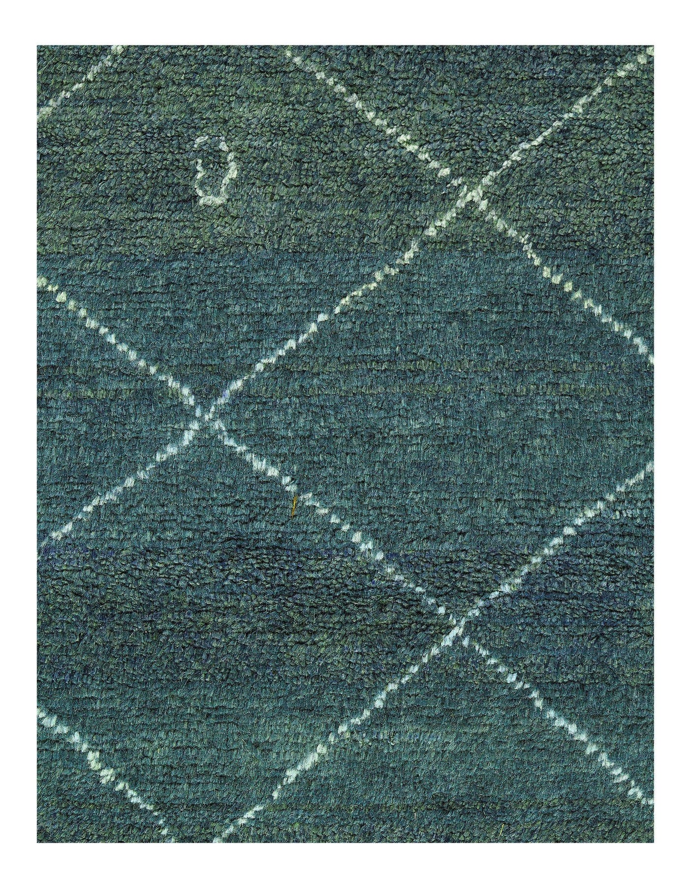 Green Color Hand knotted Moroccan - 4'8'' X 5'11''