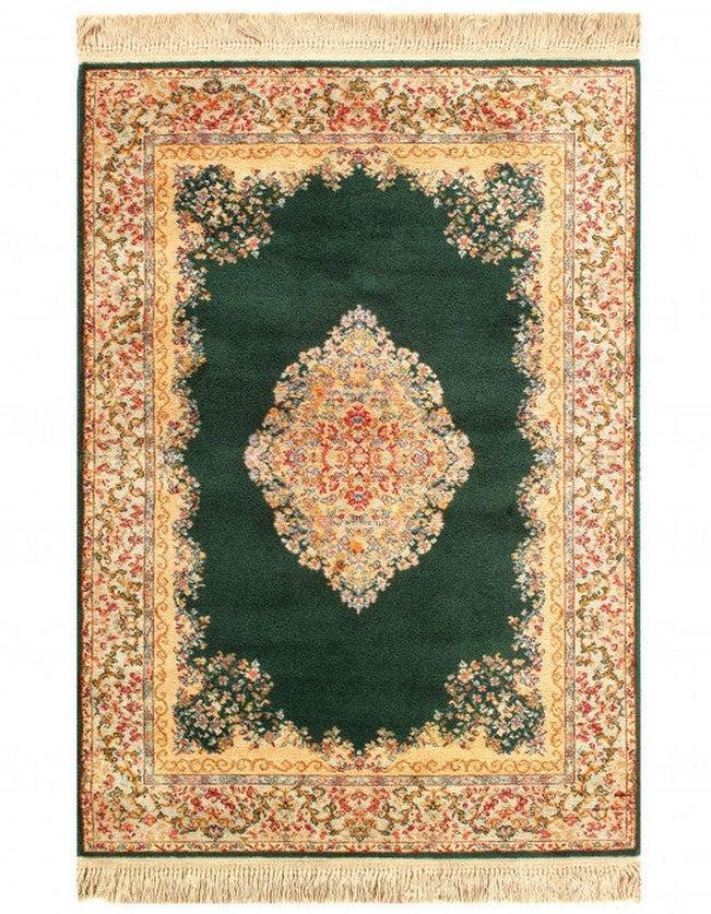 Green Color Machine Made Tabriz rug 4'4'' X 6'