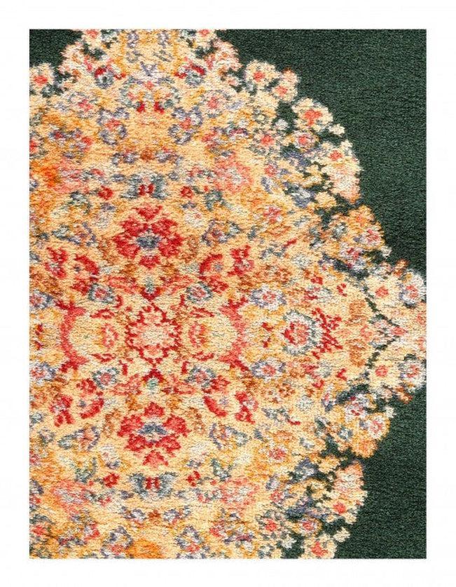 Canvello Green Color Machine Made Tabriz rug 4'4'' X 6' - Canvello