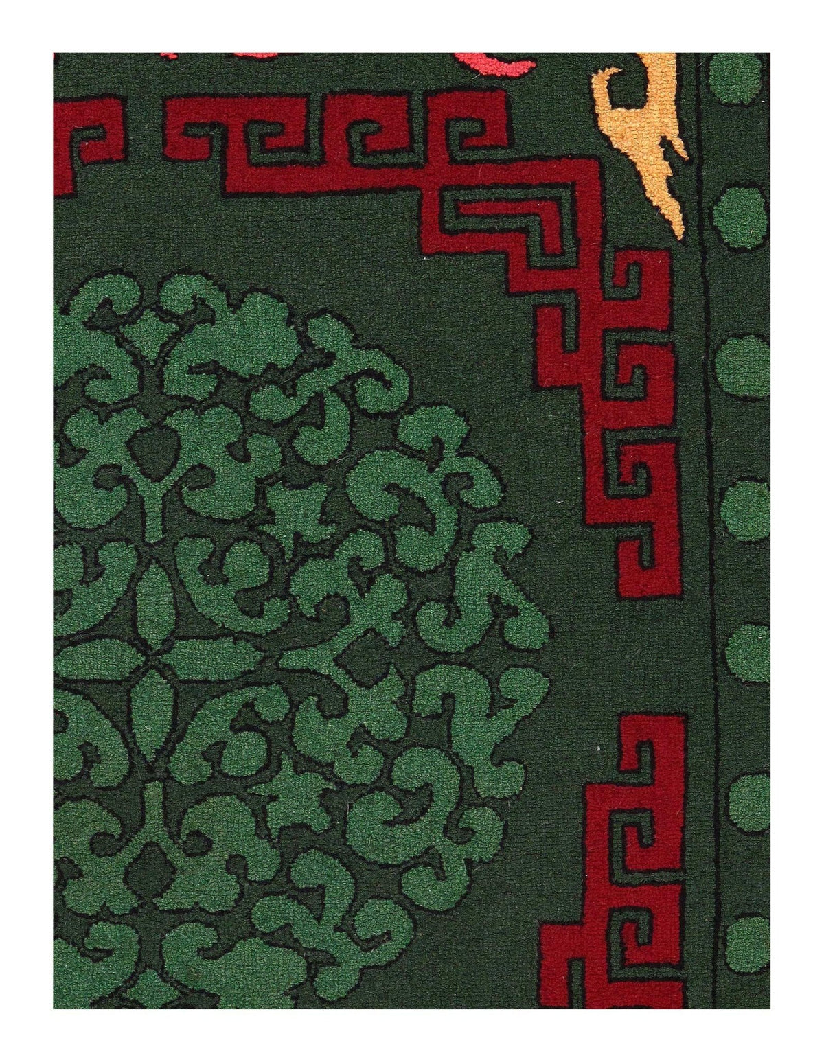 Canvello Green Extermally fine Antique amrican hook Area rug 2'11'' X 4'11'' - Canvello