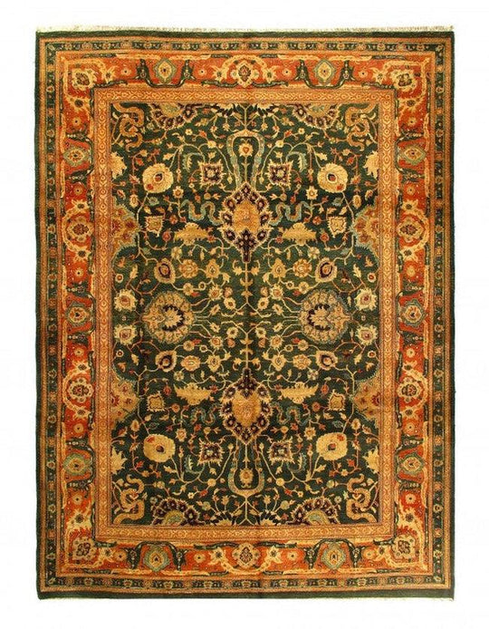 Alfombra Agra Anudada A Mano Fina Verde Canvello - 9'9'' X 13'6''