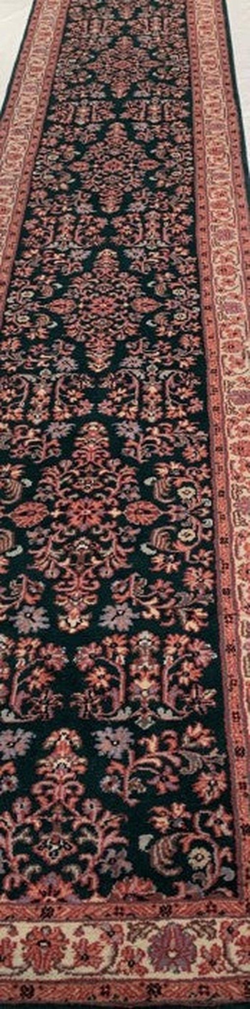 Canvello Green fine hand knotted Sarouk runner 2'8'' X 19'11'' - Canvello