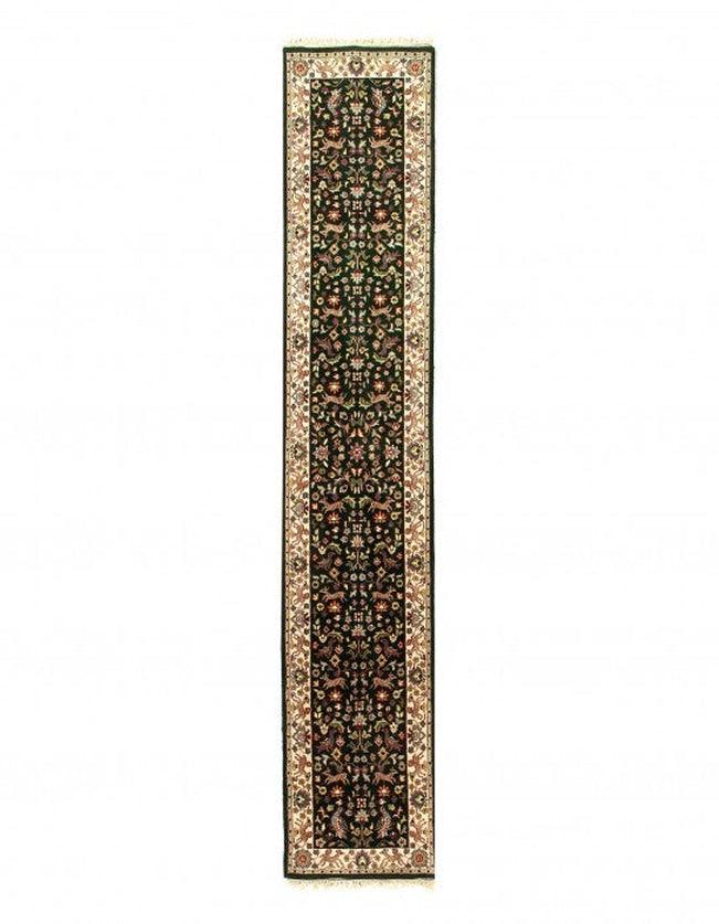 Canvello Green fine hand knotted Tabriz runner 2'6'' X 14' - Canvello