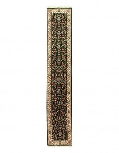 Canvello Green fine hand knotted Tabriz runner 2'6'' X 14' - Canvello