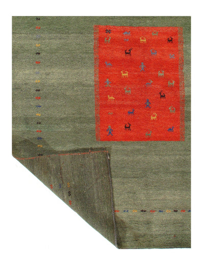 Green Habd Knotted Gabbeh Rug - 8'8" x 11'7"