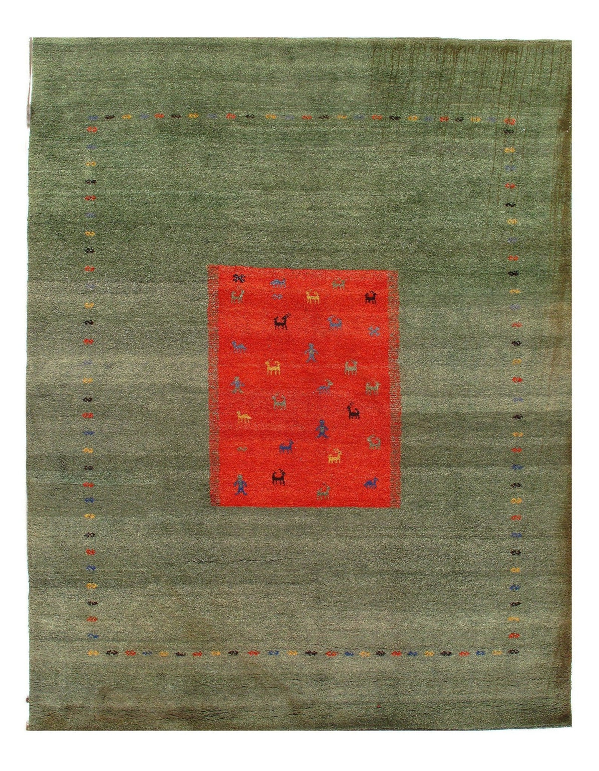 Canvello Green Habd Knotted Gabbeh Rug - 8'8" x 11'7"