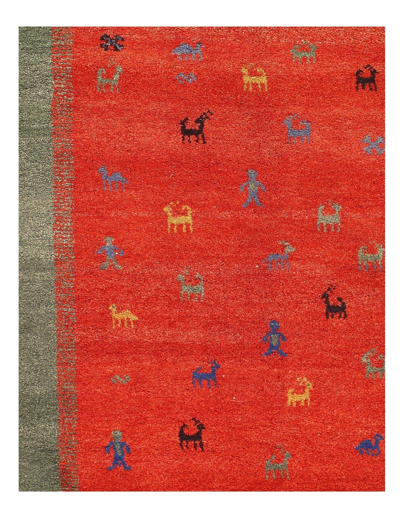 Canvello Green Habd Knotted Gabbeh Rug - 8'8" x 11'7" - Canvello