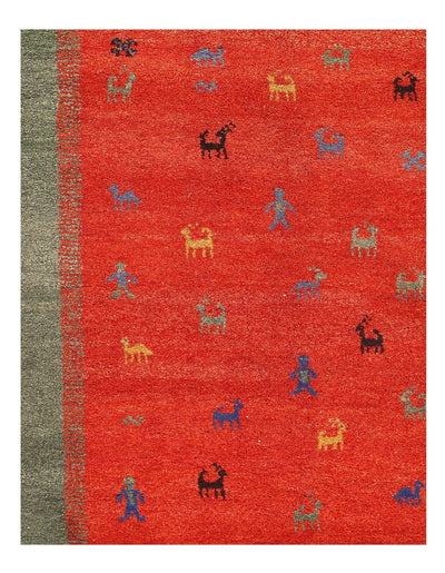 Canvello Green Habd Knotted Gabbeh Rug - 8'8" x 11'7" - Canvello