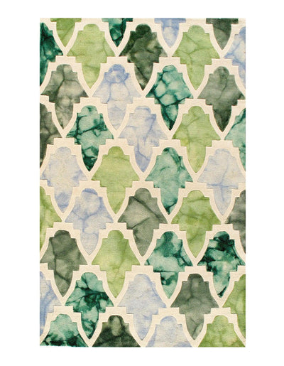 Green Hand-Tufted Rug - 5' X 8'